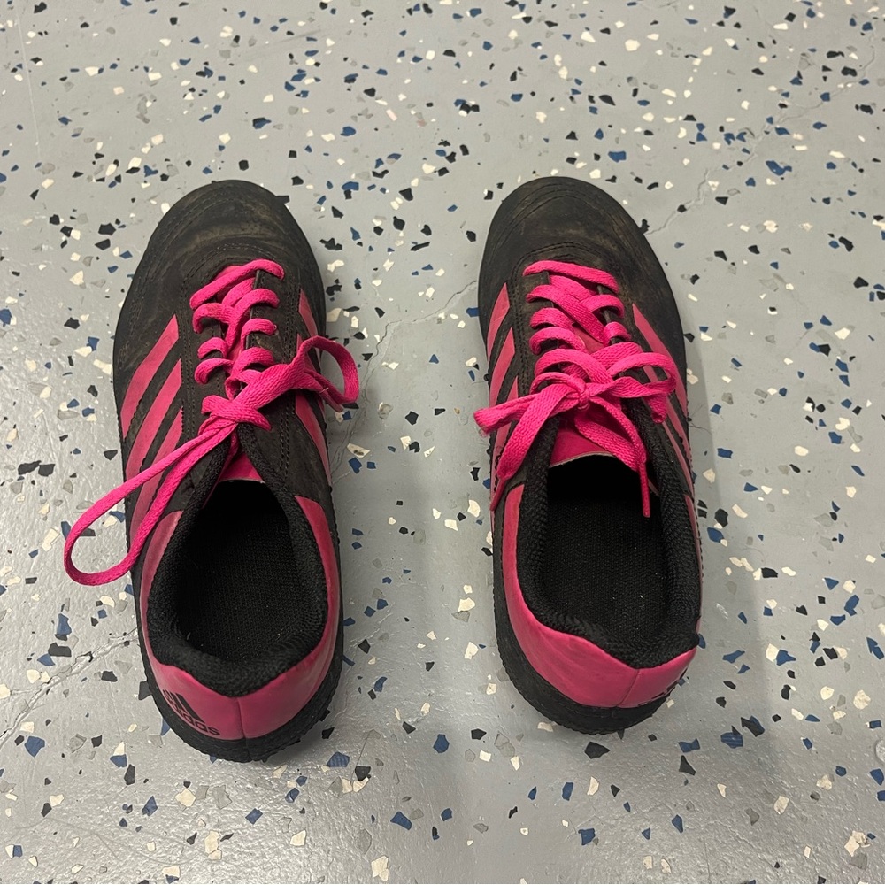 Adidas Kids Black and Pink Cleats